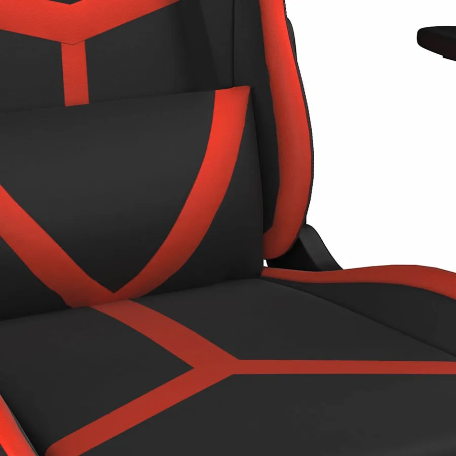 Chaise de jeu de massage avec repose-pied Noir&Rouge Similicuir - 9