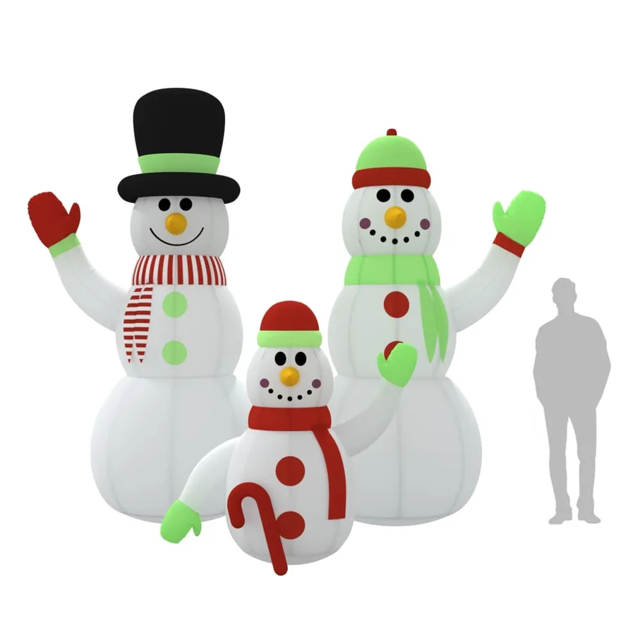 Famille de bonhommes de neige gonflable avec LED 360 cm - 11