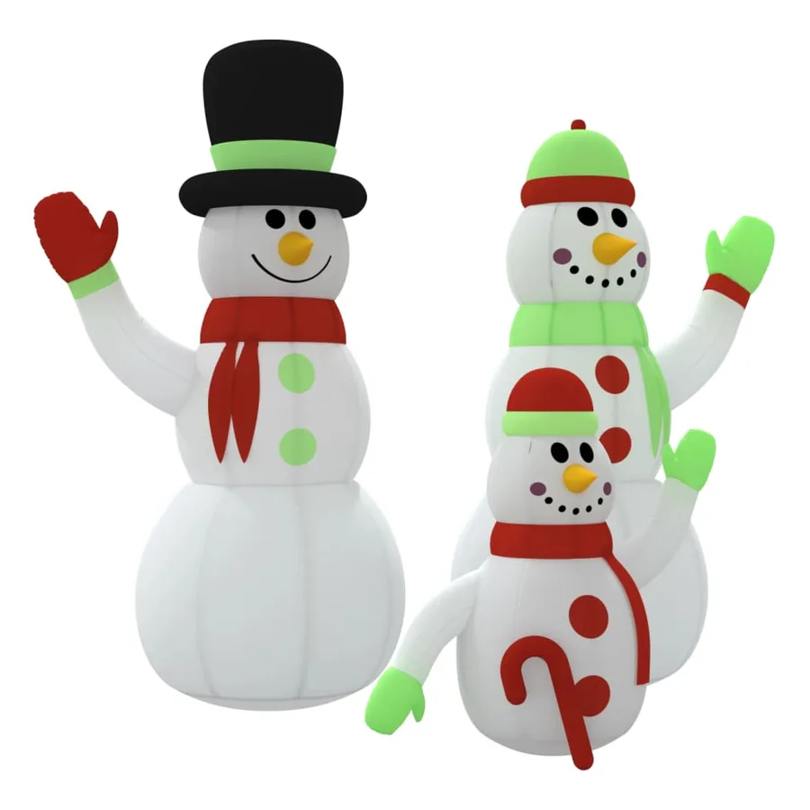 Famille de bonhommes de neige gonflable avec LED 360 cm - 2