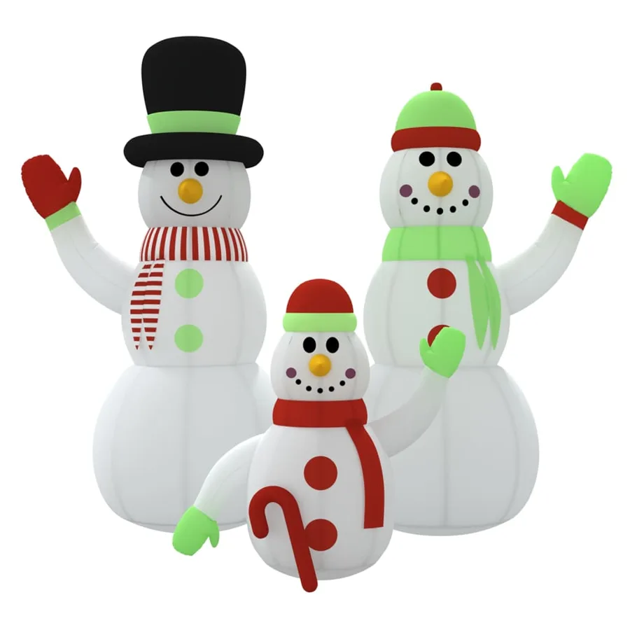 Famille de bonhommes de neige gonflable avec LED 360 cm - 3