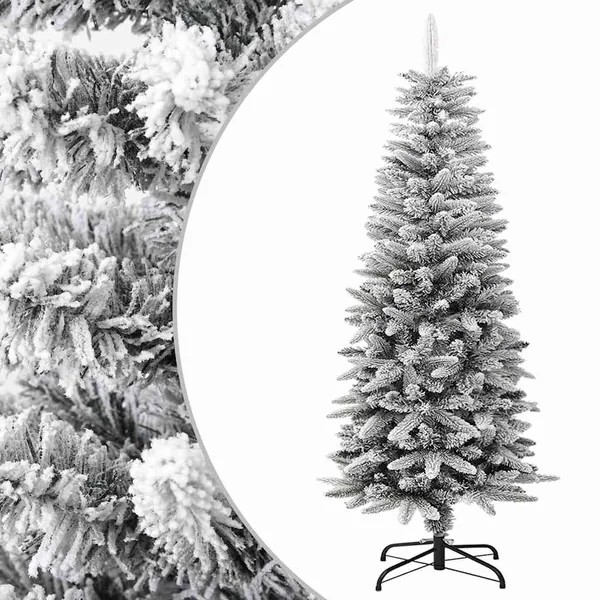 Sapin de Noël artificiel mince avec neige floquée 120 cm PVC/PE