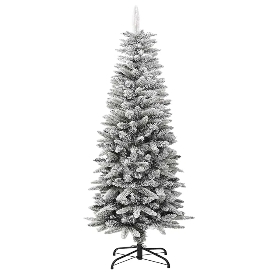 Sapin de Noël artificiel mince avec neige floquée 120 cm PVC/PE - 2