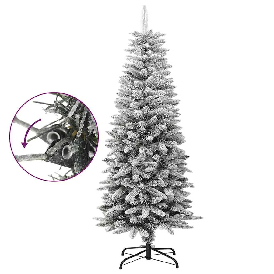 Sapin de Noël artificiel mince avec neige floquée 120 cm PVC/PE - 3