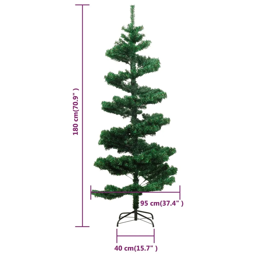Arbre de Noël hélicoïdal pré-éclairé et support vert 180 cm PVC - 10