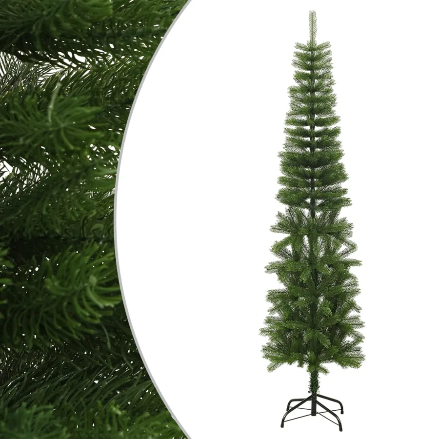Sapin de Noël artificiel mince avec support 240 cm PE