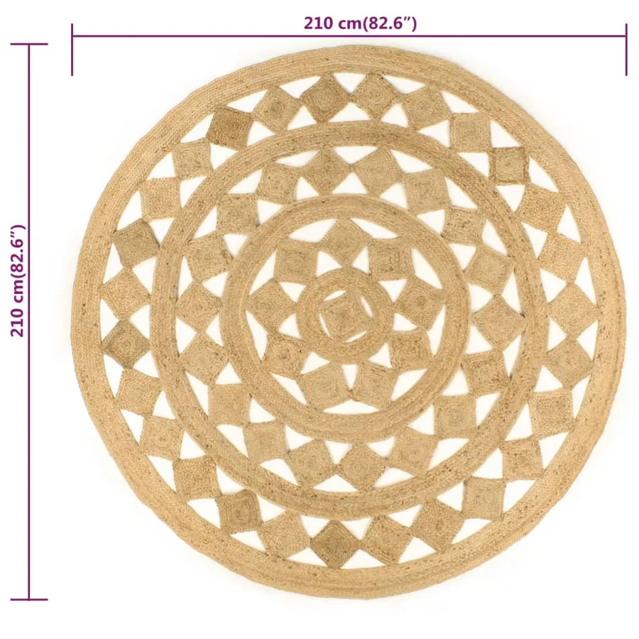 Tapis fait à la main Jute tressée 210 cm - 6