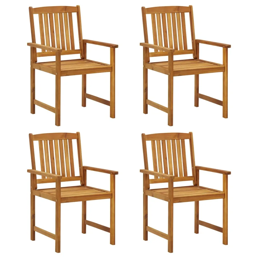 Chaises de jardin avec coussins lot de 4 Bois d'acacia massif - 2