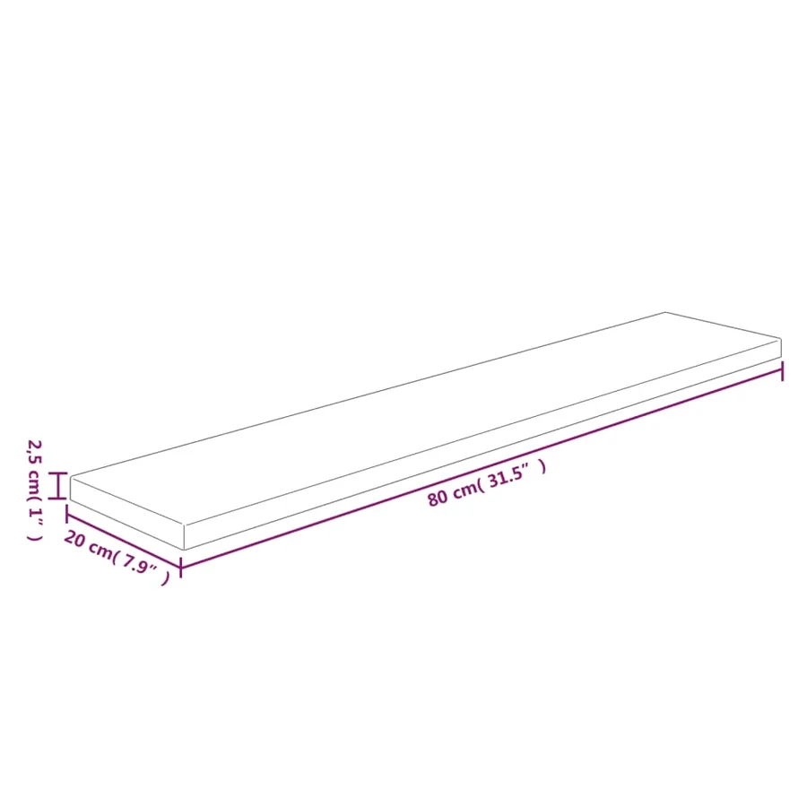 Panneau d'étagère 80x20x2,5 cm Bois de chêne massif non traité - 4