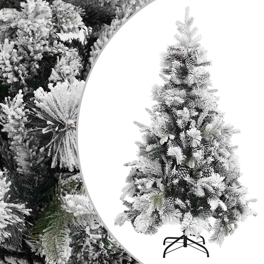 Sapin de Noël à flocons de neige et pommes de pin 195 cm PVC/PE