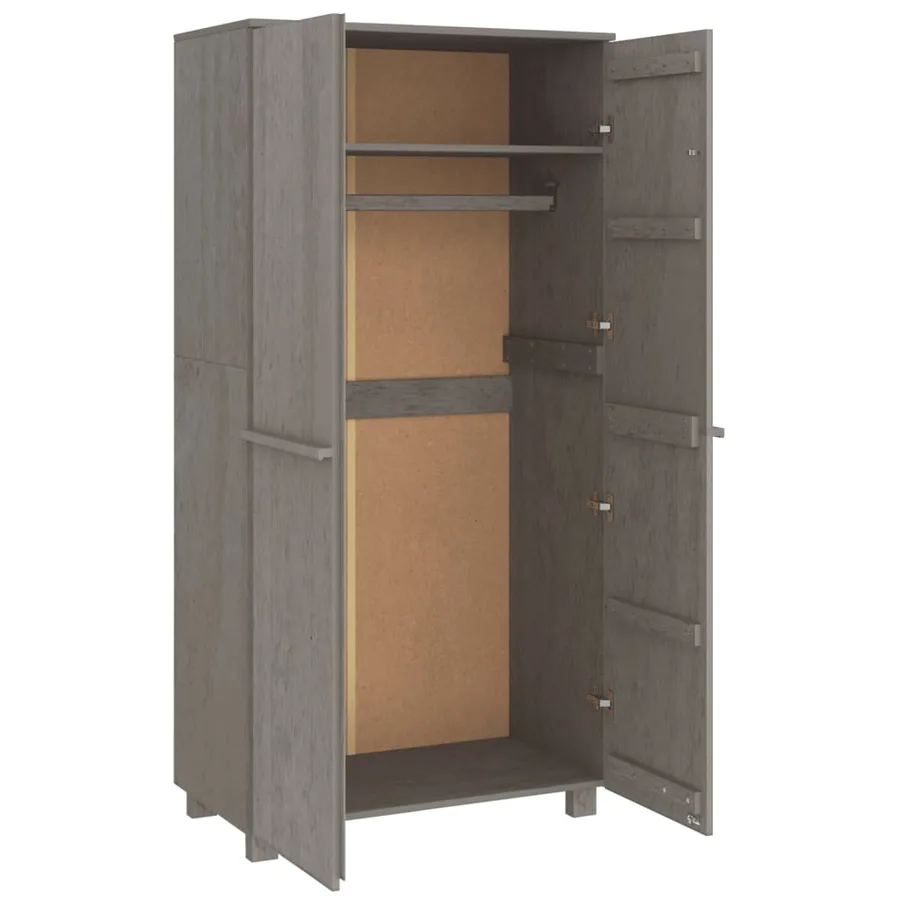 Garde-robe HAMAR Gris clair 89x50x180 cm Bois massif de pin - 5