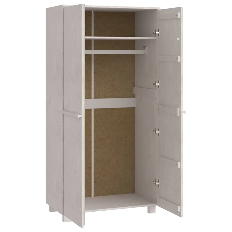 Garde-robe HAMAR Blanc 89x50x180 cm Bois massif de pin - 4
