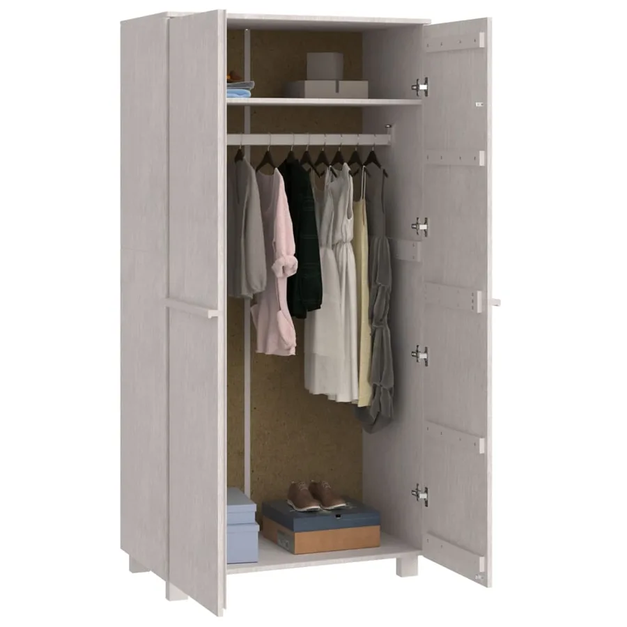 Garde-robe HAMAR Blanc 89x50x180 cm Bois massif de pin - 6