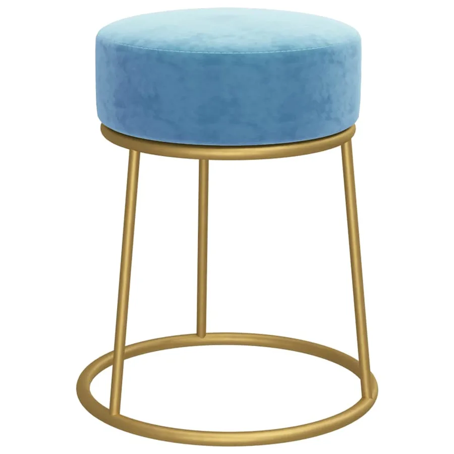 Tabouret rond Bleu clair Velours - 2