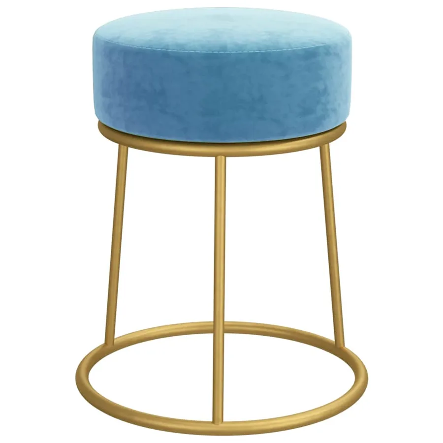 Tabouret rond Bleu clair Velours - 3