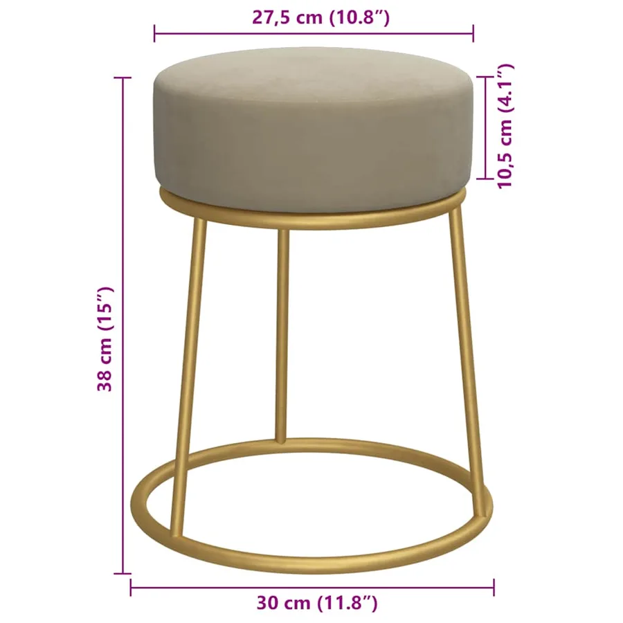 Tabouret rond Gris foncé Velours - 6