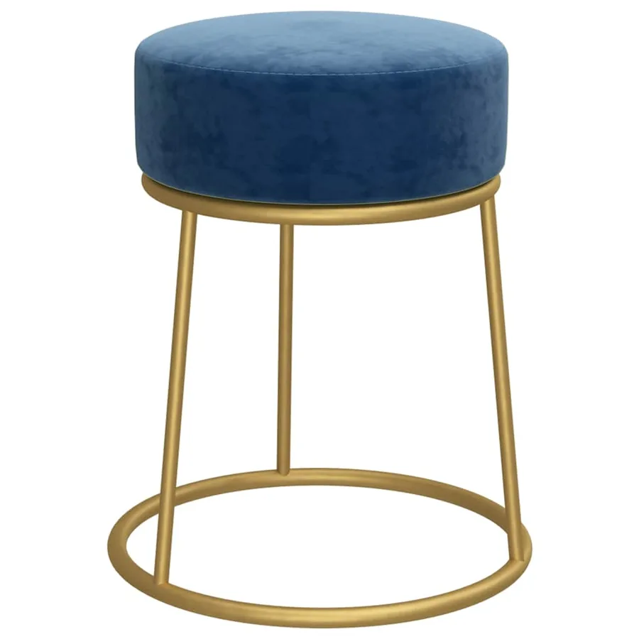 Tabouret rond Bleu Velours - 3