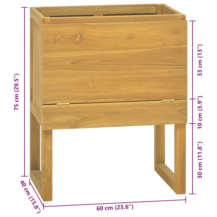 Armoire de salle de bain 60x40x75 cm bois de teck solide - 8