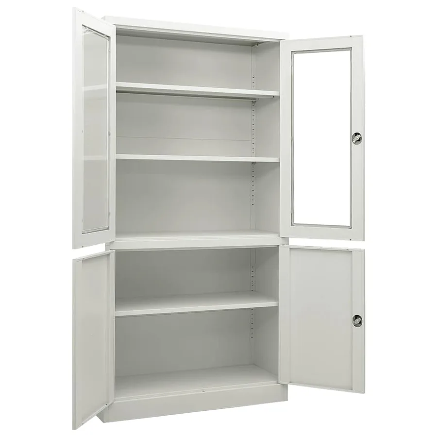 Armoire de bureau Gris clair 90x40x180 cm Acier - 5