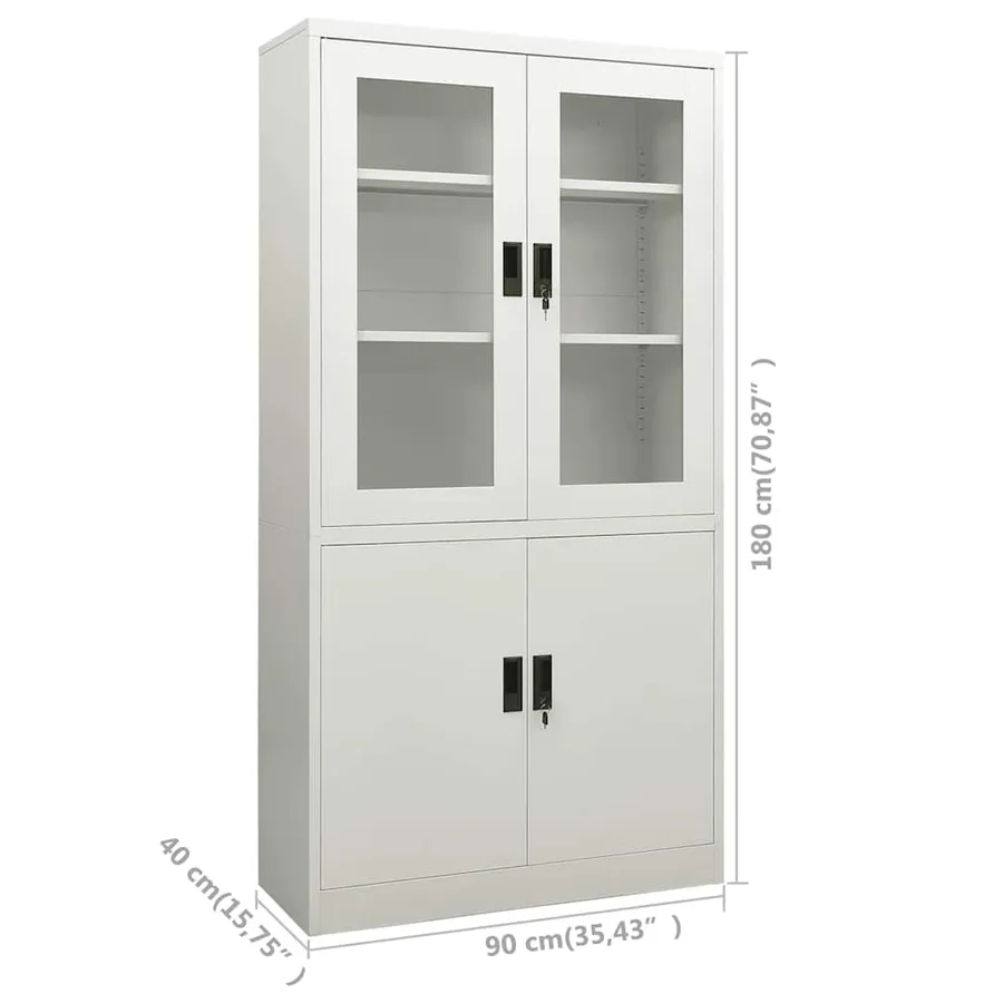 Armoire de bureau Gris clair 90x40x180 cm Acier - 8