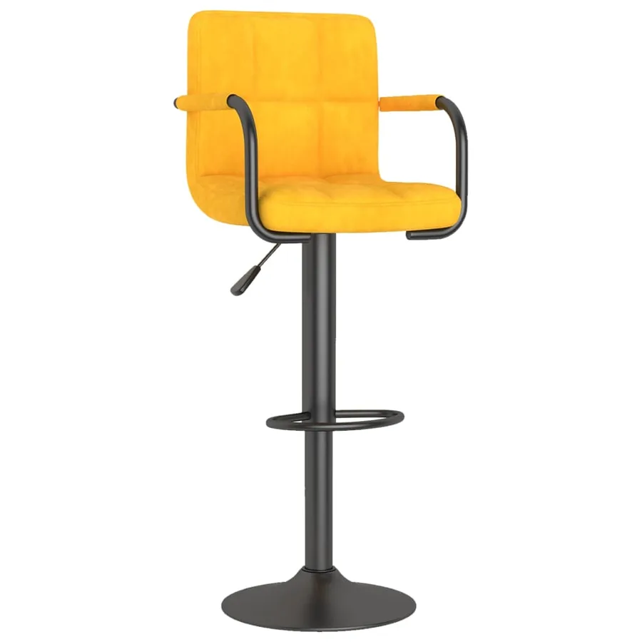 Tabourets de bar lot de 2 jaune moutarde velours - 3