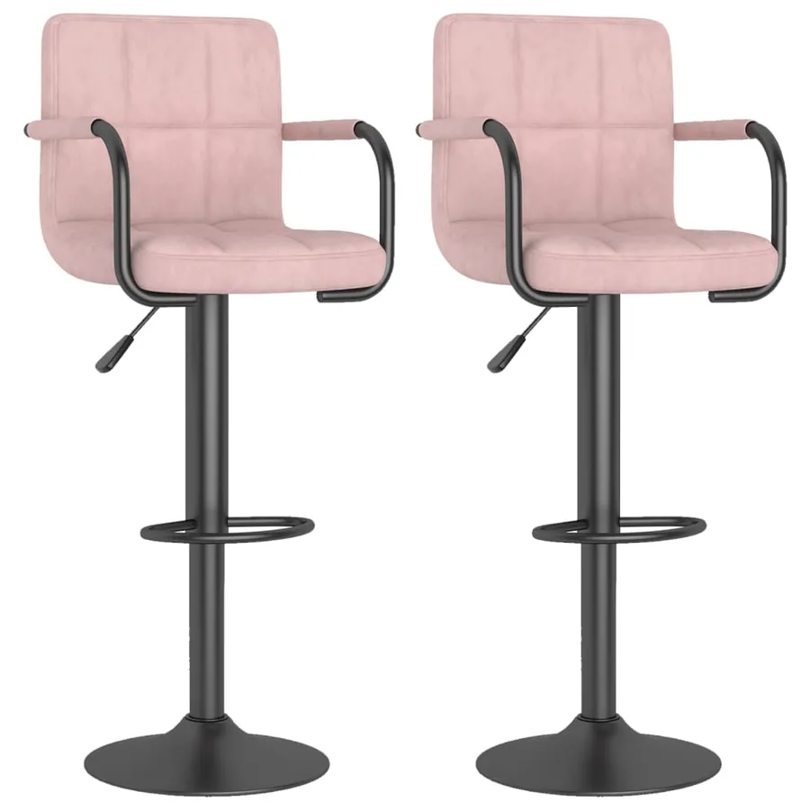 Tabourets de bar lot de 2 rose velours - 2