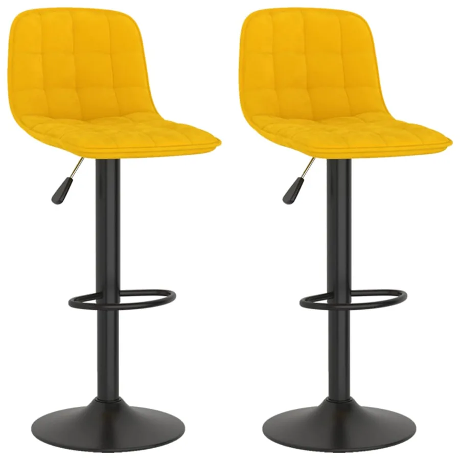 Tabourets de bar lot de 2 Jaune Velours - 2