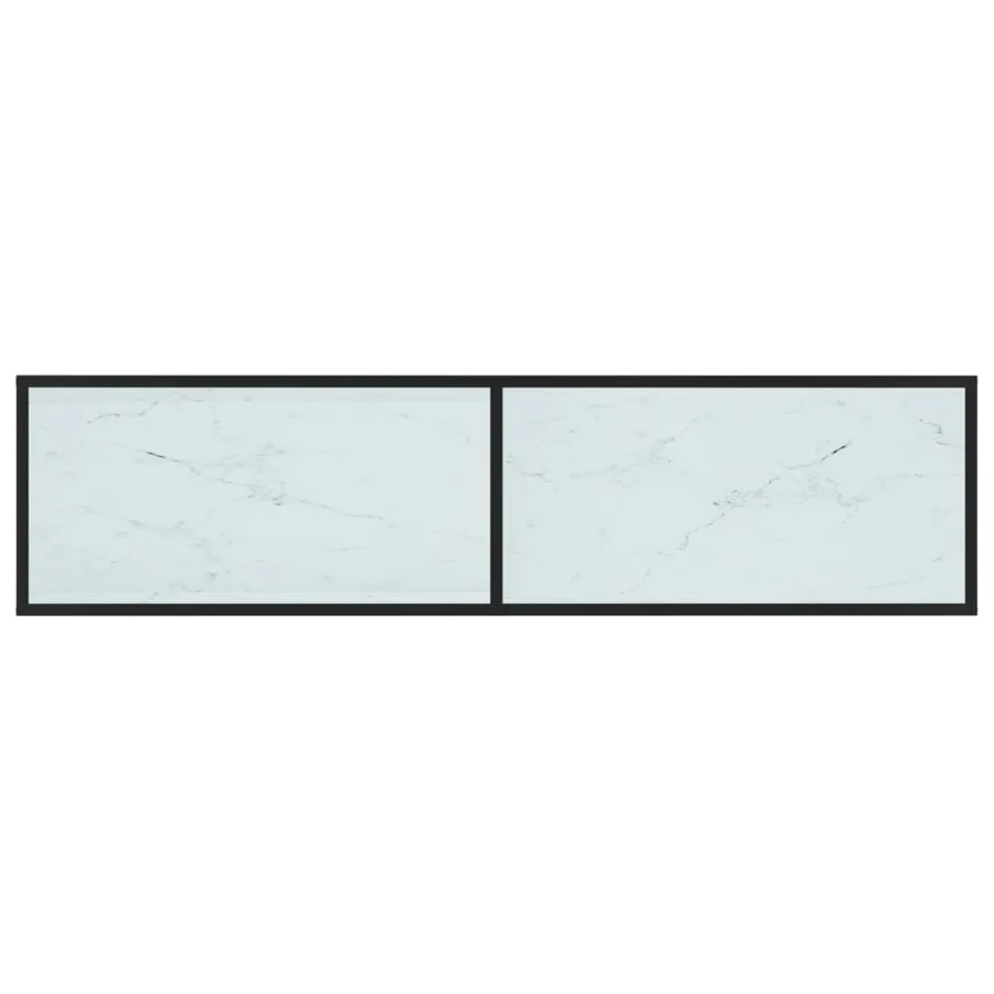 Meuble TV Marbre blanc 160x40x40,5 cm Verre trempé - 5