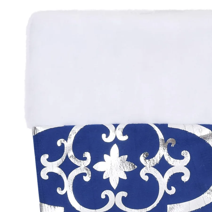Jupe de sapin de Noël de luxe avec chaussette Bleu 150 cm Tissu - 5