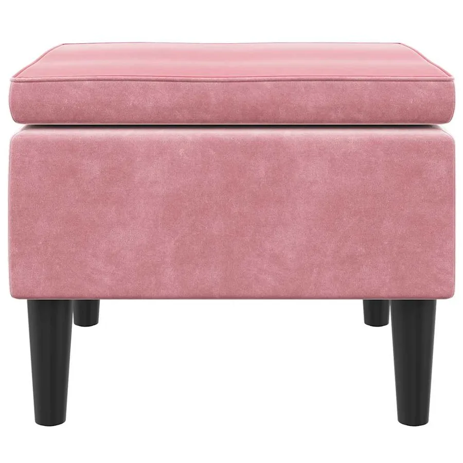 Tabouret avec pieds en bois Rose Velours - 5