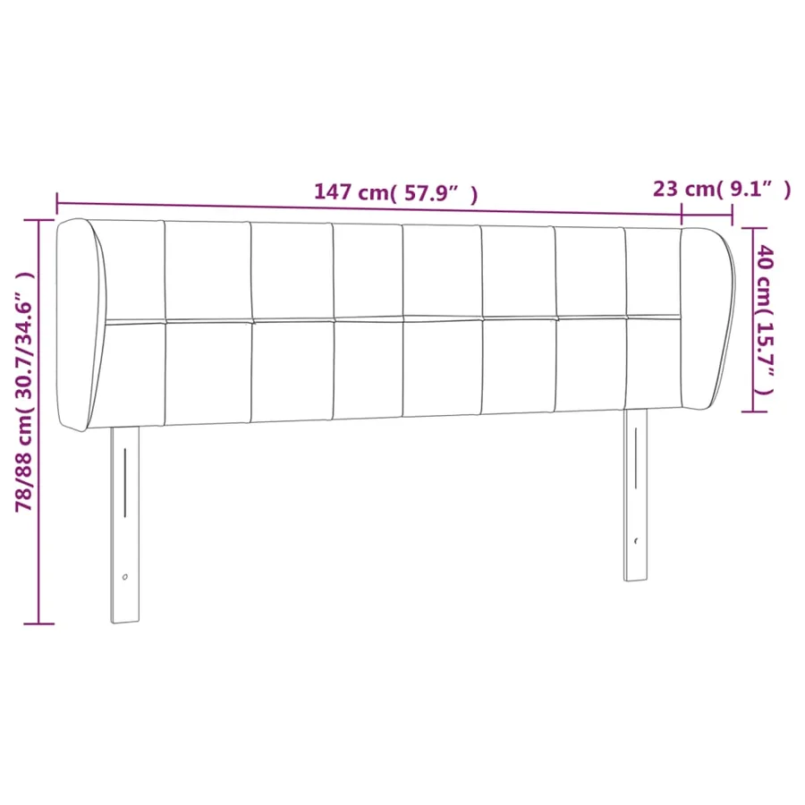 Tête de lit avec oreilles Rose 147x23x78/88 cm Velours - 9
