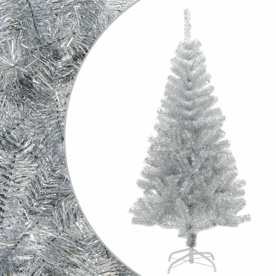 Sapin de Noël artificiel avec support argenté 120 cm PET
