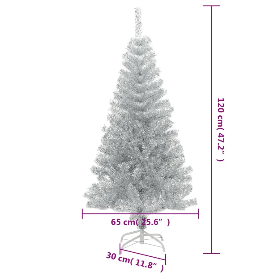 Sapin de Noël artificiel avec support argenté 120 cm PET - 6