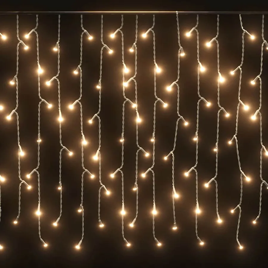 Rideau lumineux à glaçons LED 10m 400LED Blanc chaud 8fonctions - 6