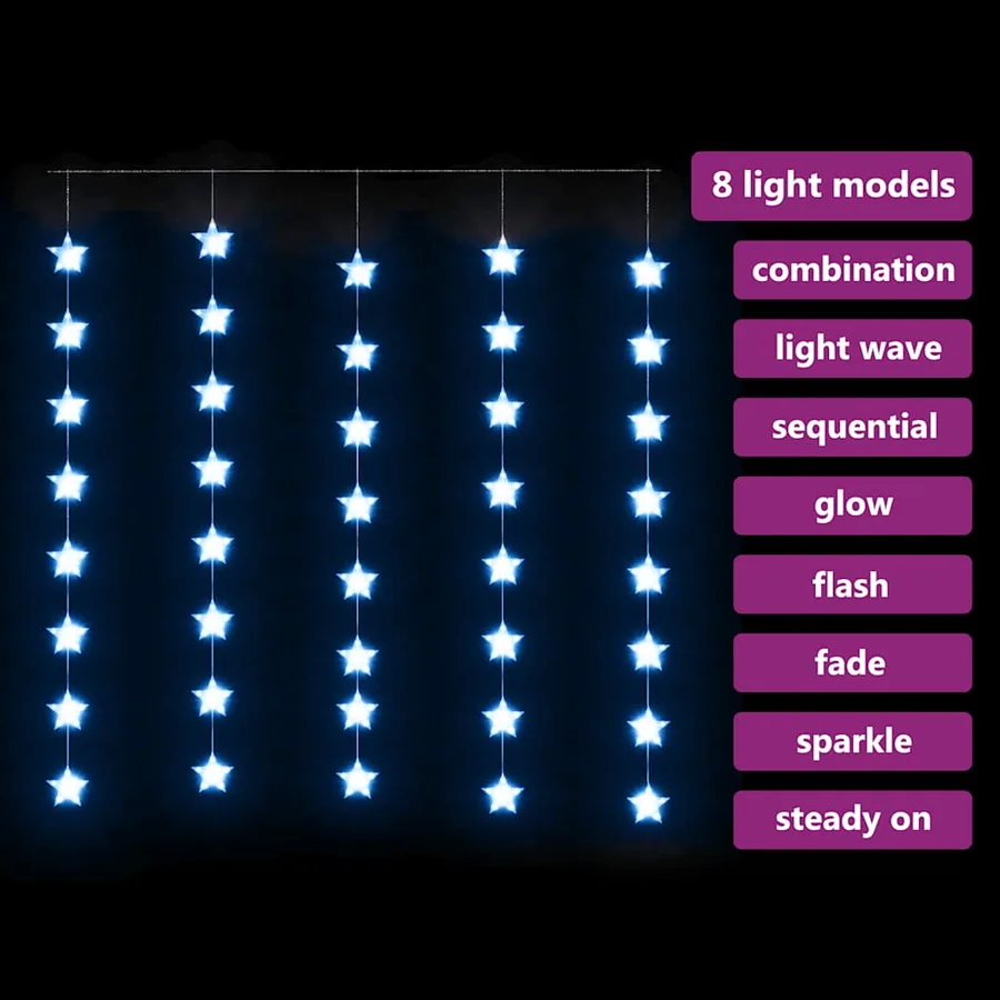 Guirlande lumineuse à étoiles LED 200 LED Bleu 8 fonctions - 3