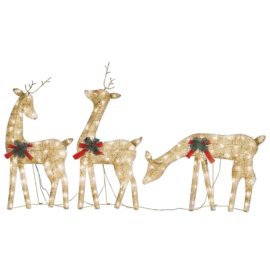 Famille de rennes de Noël 270x7x90 cm Doré Blanc chaud Maille - 2