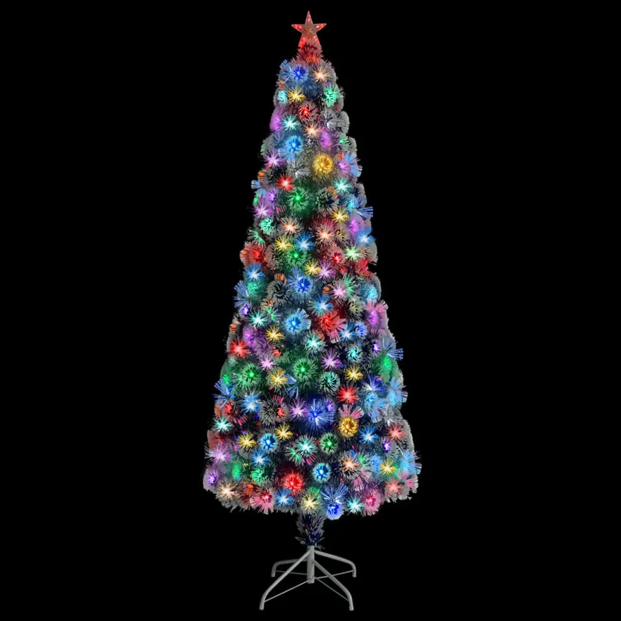 Arbre de Noël artificiel pré-éclairé blanc/bleu fibre optique - 2