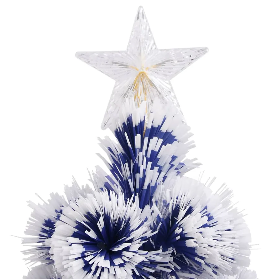 Arbre de Noël artificiel pré-éclairé blanc/bleu fibre optique - 5
