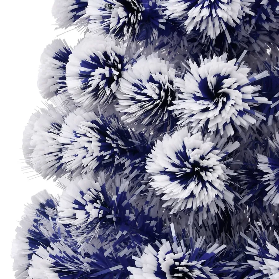 Arbre de Noël artificiel pré-éclairé blanc/bleu fibre optique - 7