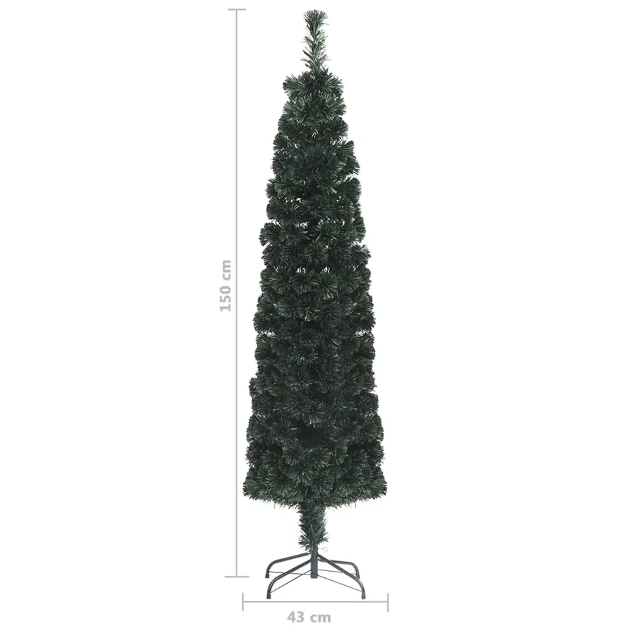 Arbre de Noël artificiel mince et support 150 cm fibre optique - 8