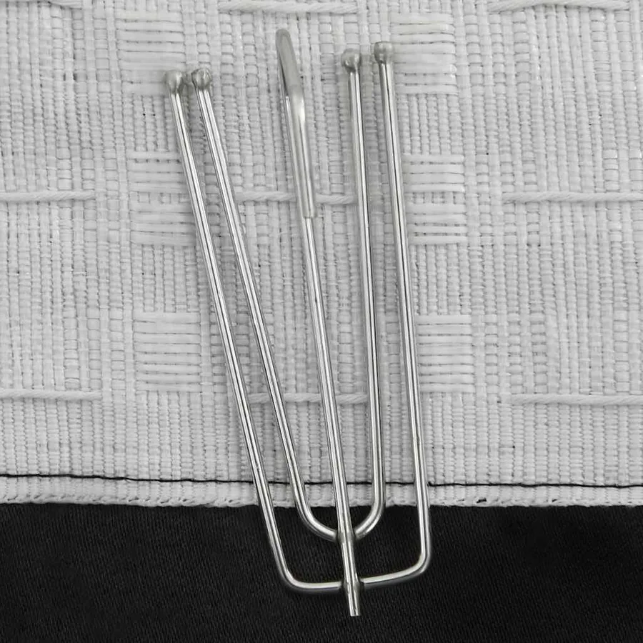 Rideaux occultants aspect lin avec crochets 2pcs Noir 140x175cm - 4
