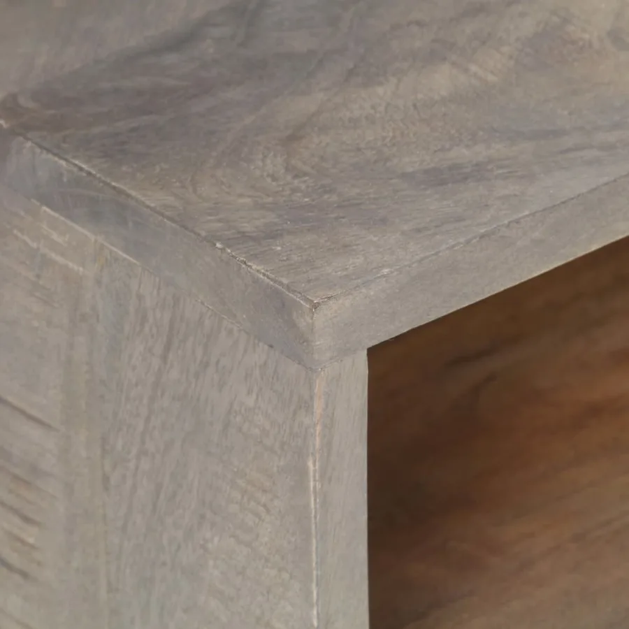 Meuble TV Gris 130x35x51 cm Bois massif de manguier brut - 6
