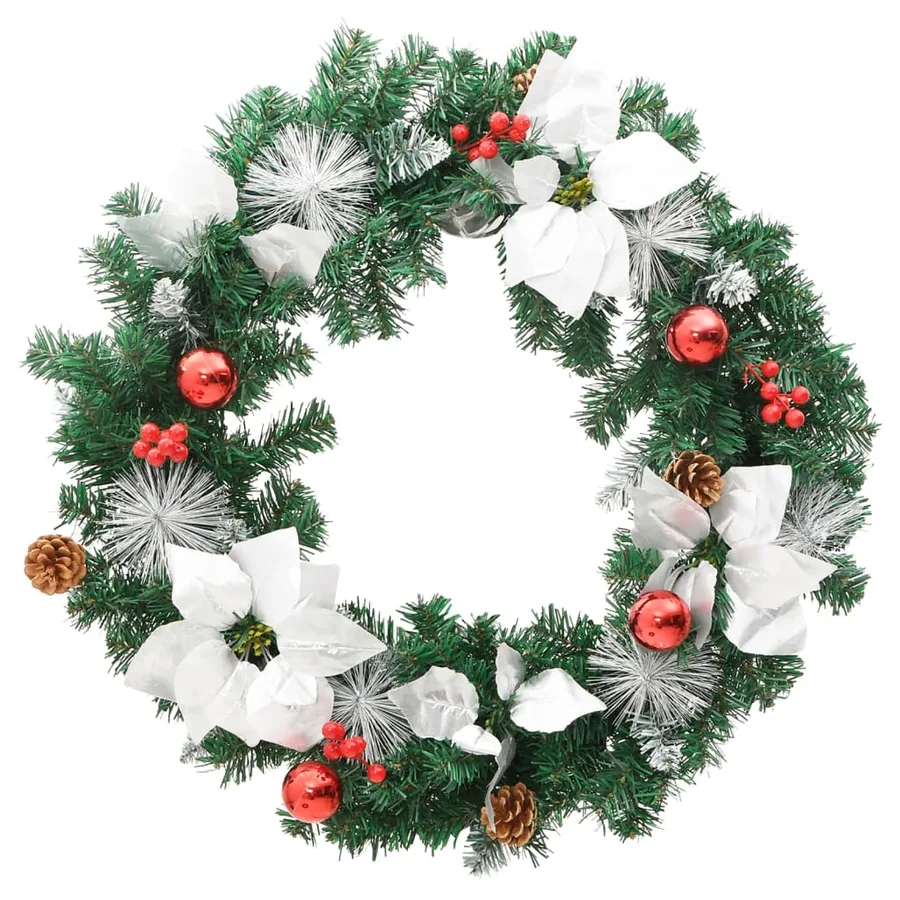 Couronne de Noël avec lumières LED vert 60 cm PVC - 3