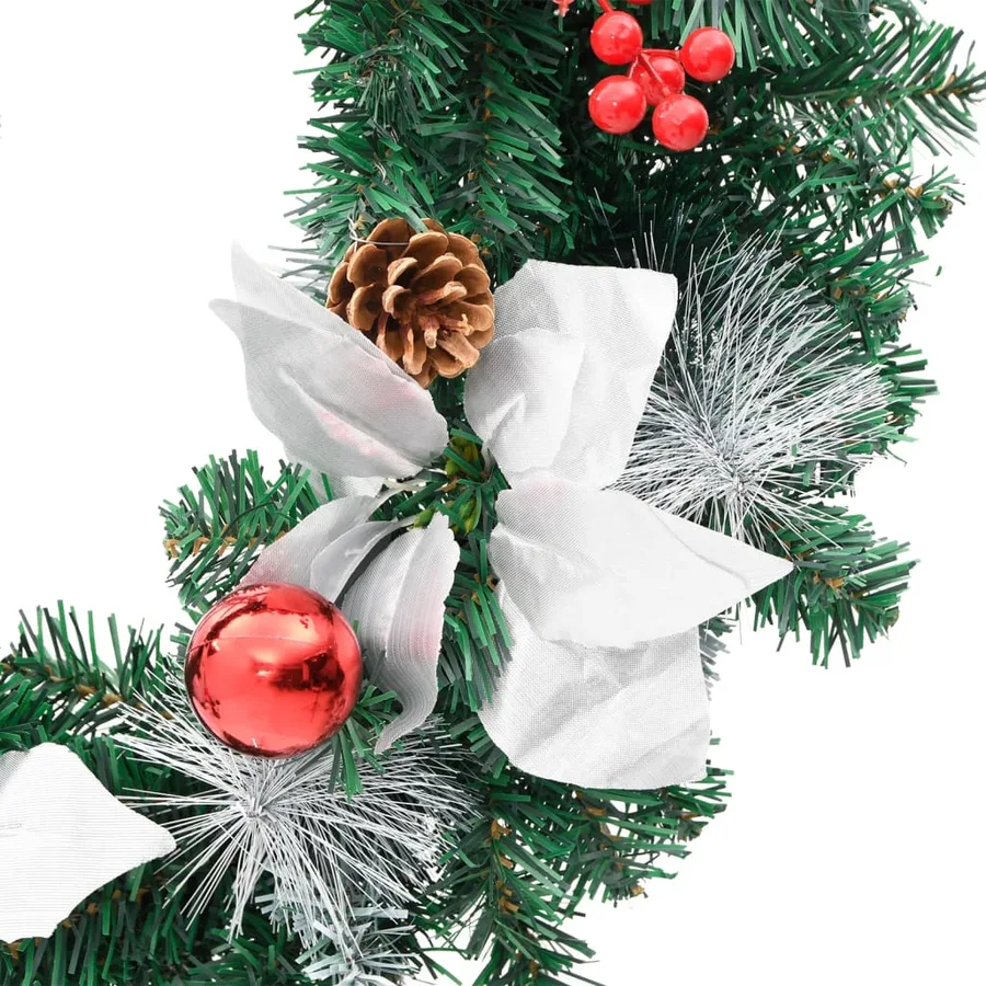 Couronne de Noël avec lumières LED vert 60 cm PVC - 5