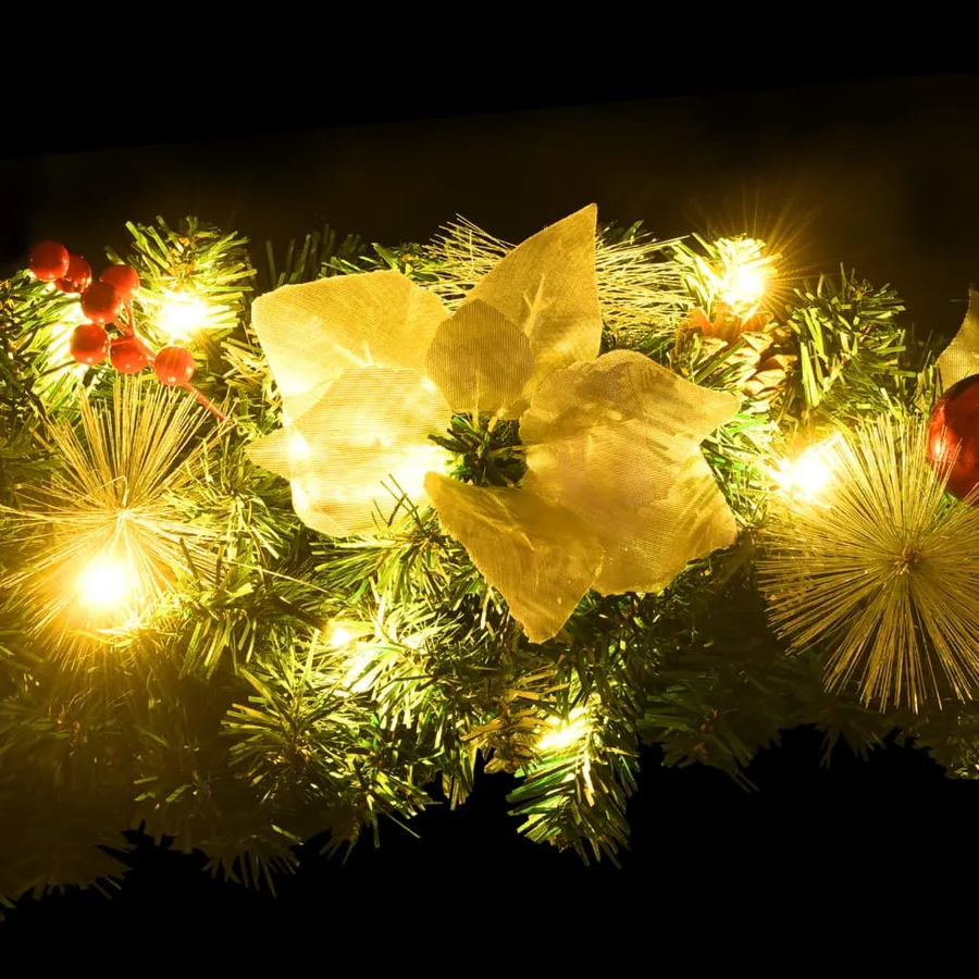 Couronne de Noël avec lumières LED vert 60 cm PVC - 6