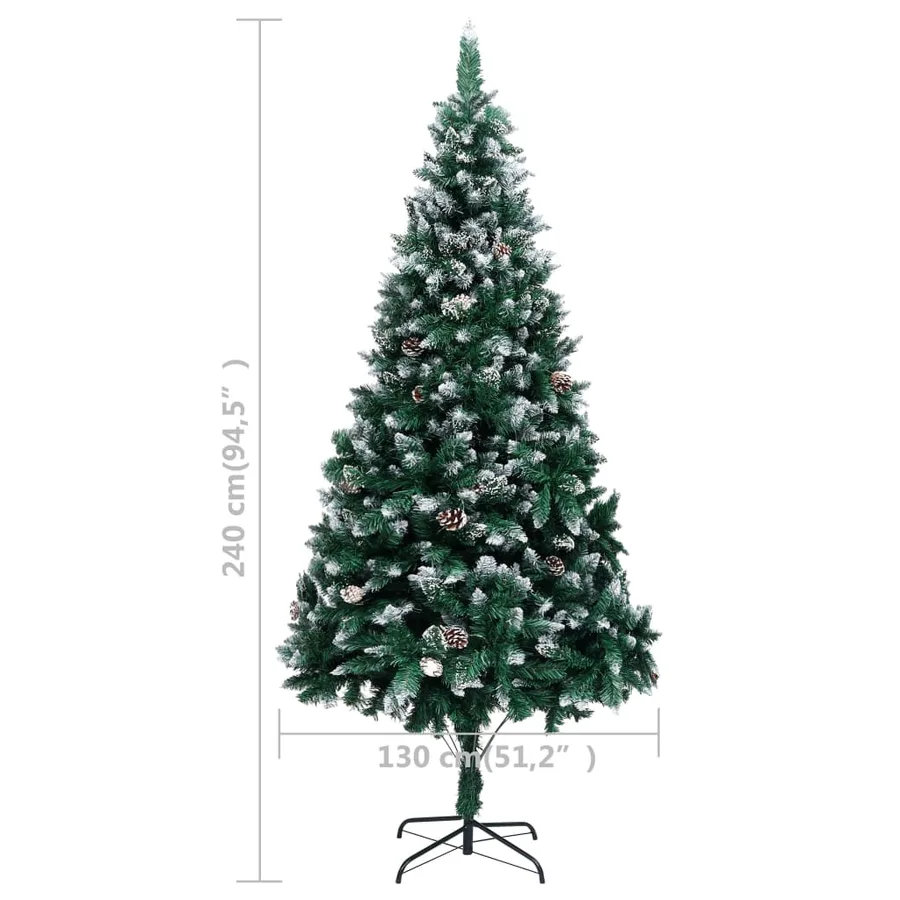 Sapin de Noël avec pommes de pin et neige blanche 240 cm - 7