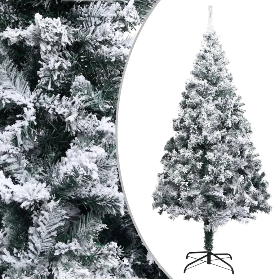 Sapin de Noël artificiel avec neige floquée vert 210 cm PVC