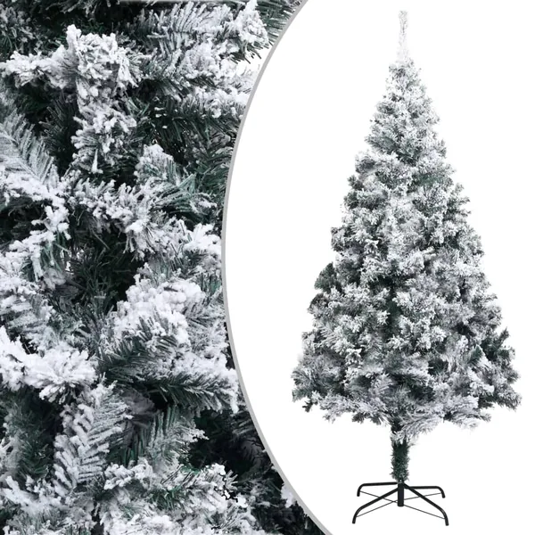 Sapin de Noël artificiel avec neige floquée vert 210 cm PVC