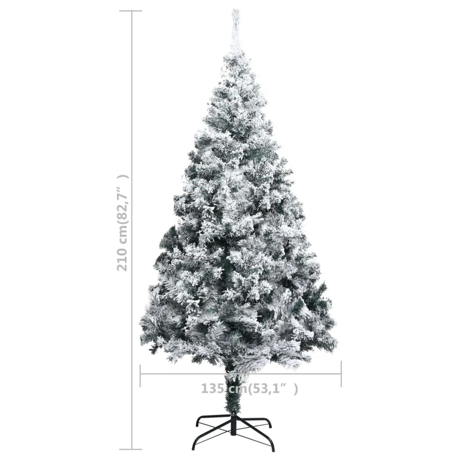 Sapin de Noël artificiel avec neige floquée vert 210 cm PVC - 6