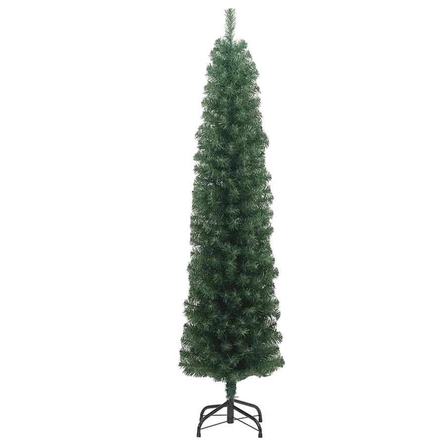Sapin de Noël artificiel mince avec support vert 240 cm PVC - 3