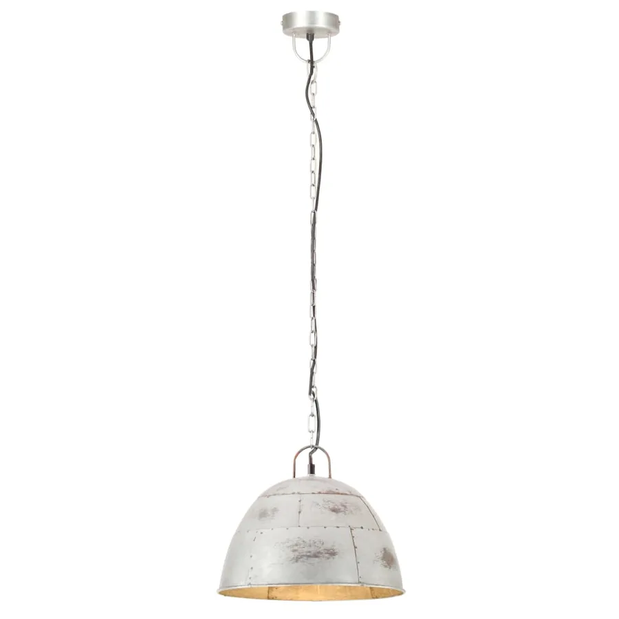 Lampe suspendue industrielle vintage 25 W Argenté Rond 31cm E27 - 2